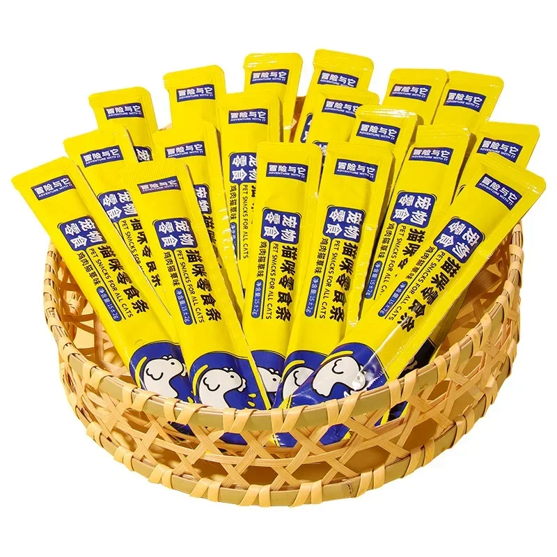 Pet Snacks Cat Wet Food Chicken Flavor Cat Strips Nutritional Weight Gain Training Reward Liquid Snacks 50pcs 16g/stick