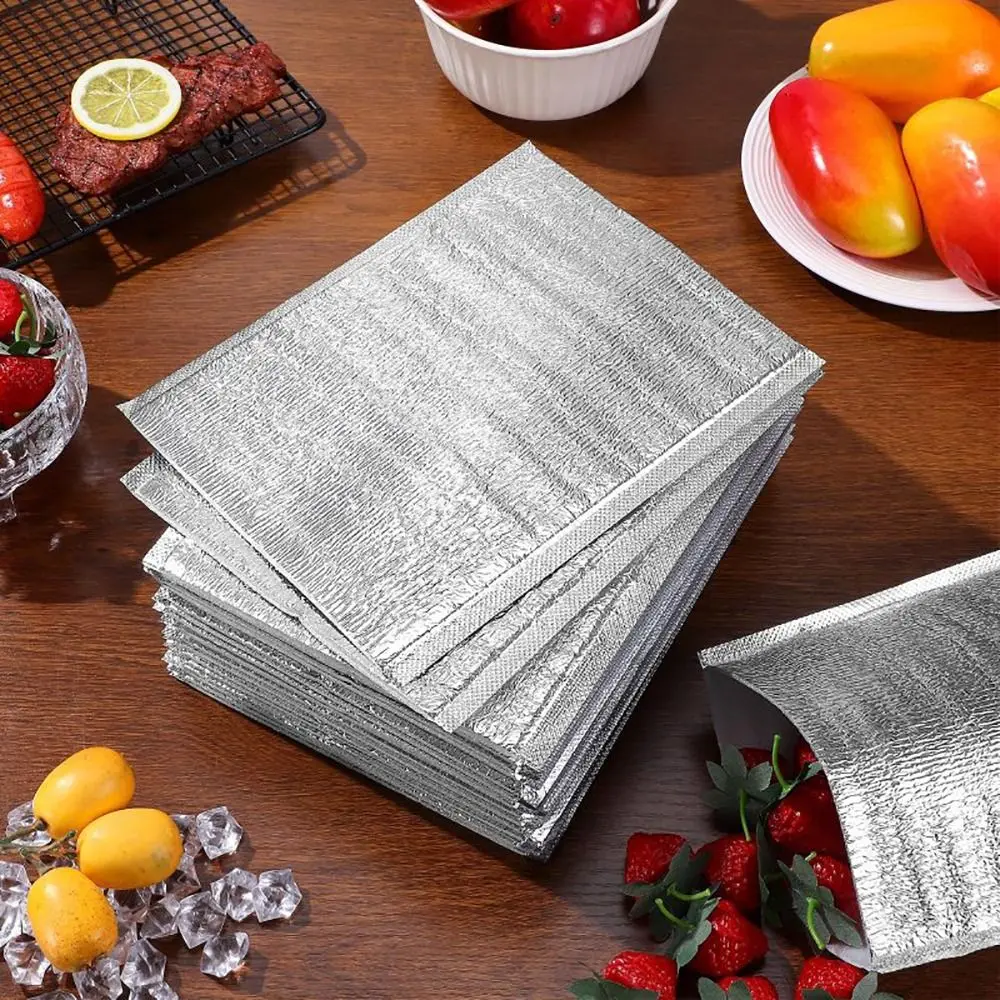 40 Teile/paket 3mm Verdickte Aluminium Folie Tasche Lebensmittel Thermische mit Verschluss Isolierung Tasche Eis Kalt Warm Kühltasche Lieferung träger – Detail 18