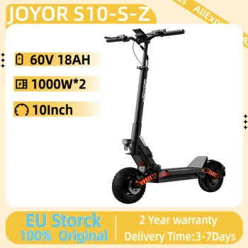 JOYOR S10-SZ Scooter elettrico 60V 18Ah Doppio motore 2000W Pneumatico da 10 pollici Escooter per adulti 65 km/h Velocità massima 70-85 km Portata Nero