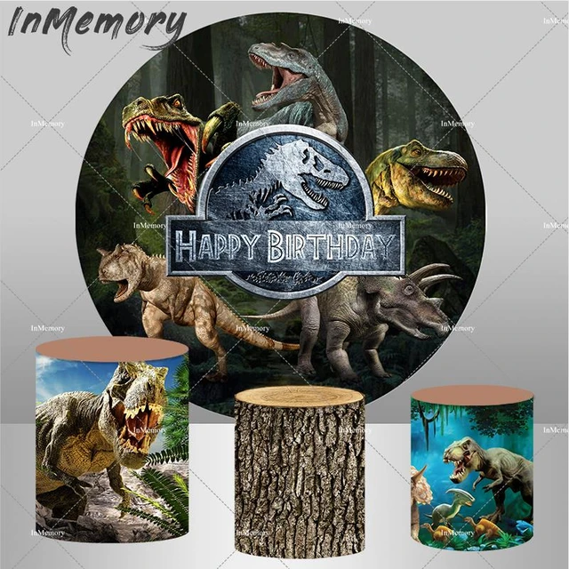 Jurassic World Dinosaur Round Photo Backdrop Kid Birthday Party Photography  Background Circle Cover Decor Banner Poster Photo Booth Backdrop 