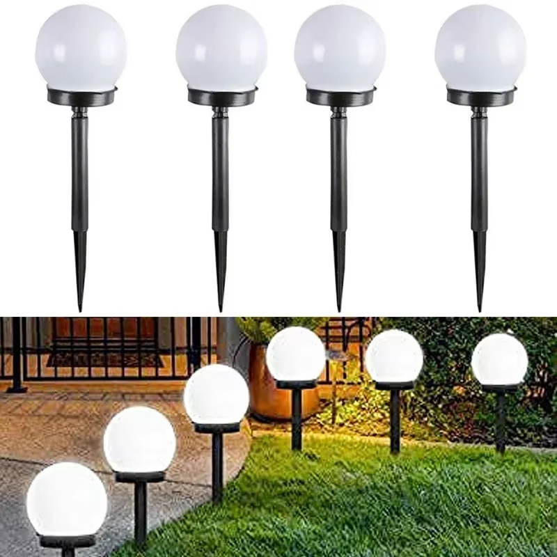 Waterproof LED Solar Ball Light Outdoor Round Lawn Lamp Landscape Garden Lighting Ground Plug for Villa Yard Driveway Decoration