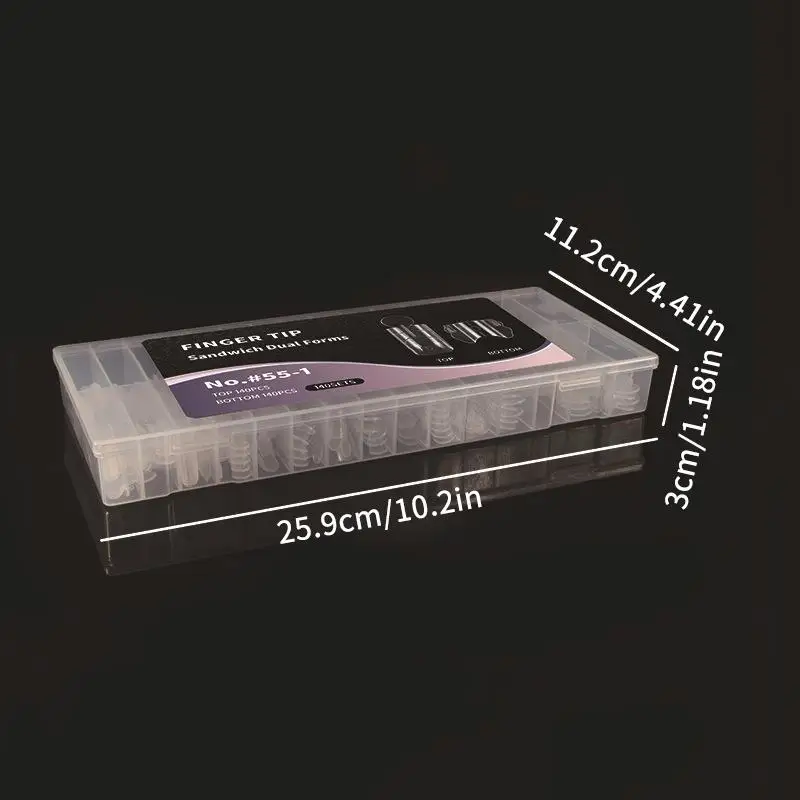 280개 양면 네일 듀얼 폼 재사용 가능한 사각형 코핀 젤 연장 몰드 빌더 팁 (살롱 네일 아트용)