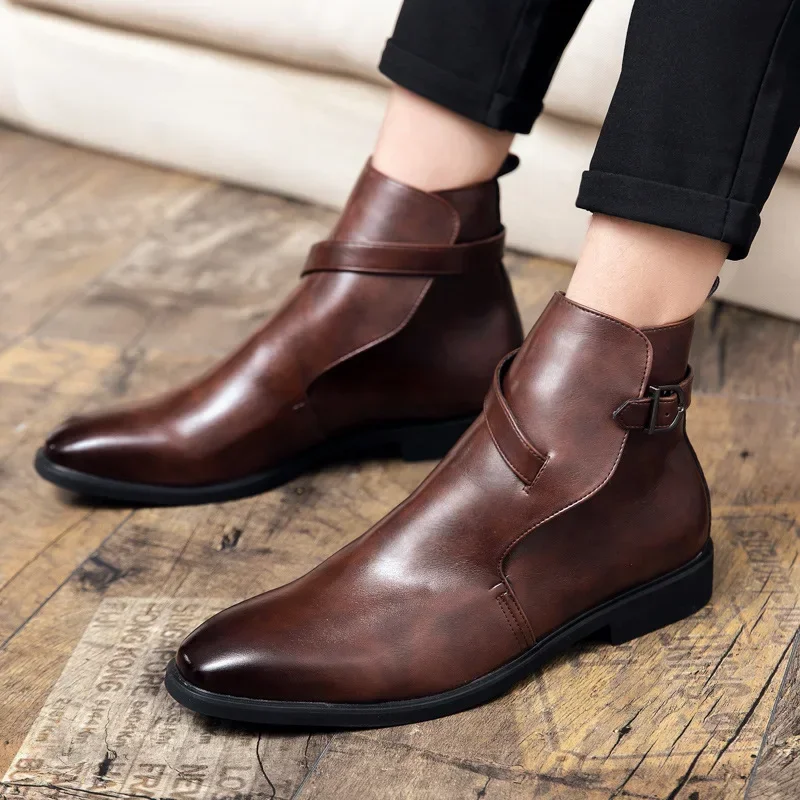 Four Seasons New Men's Brogue Pointed Leather Shoes Large Size Business Formal Leather Shoes British Style Wedding Shoes PX3801 2
