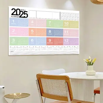 Calendario Pieghevole 2025 con Adesivi Colorati, Pianificatore da Parete in Plastica con Lista delle Cose da Fare