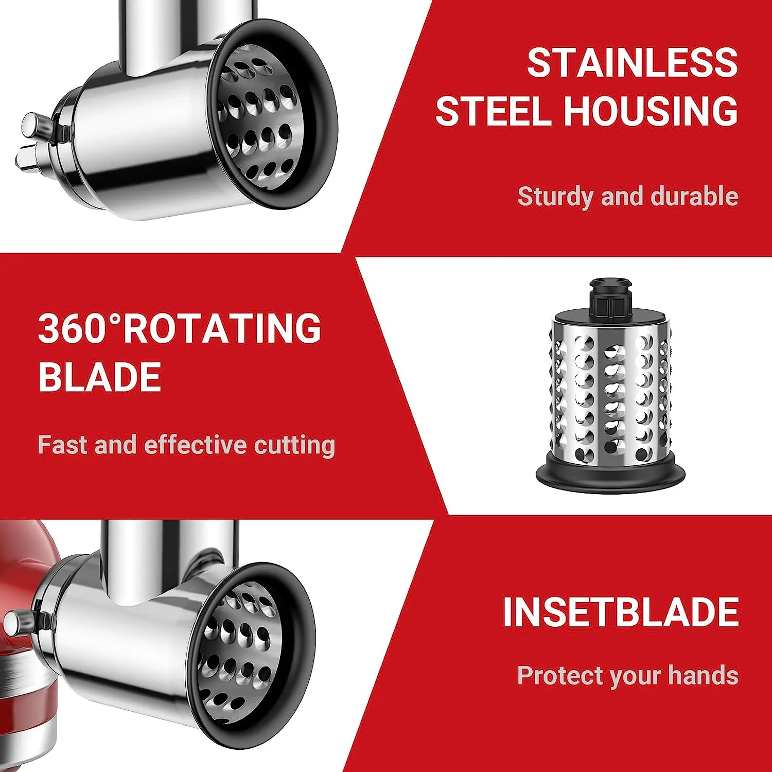 Slicer/Shredder Attachment for KitchenAid Stand Mixers as Vegetable Chopper Accessory-Salad Maker Kitchen Meat Grinder fruit slicer,food slicer,vegetable shredder