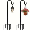 1pc Shepherd Hooks Thick Adjustable Rust Resistant Shepards Hooks For Outdoor Solar Lights, Lanterns, Flower Basket, Bird Feeder 1