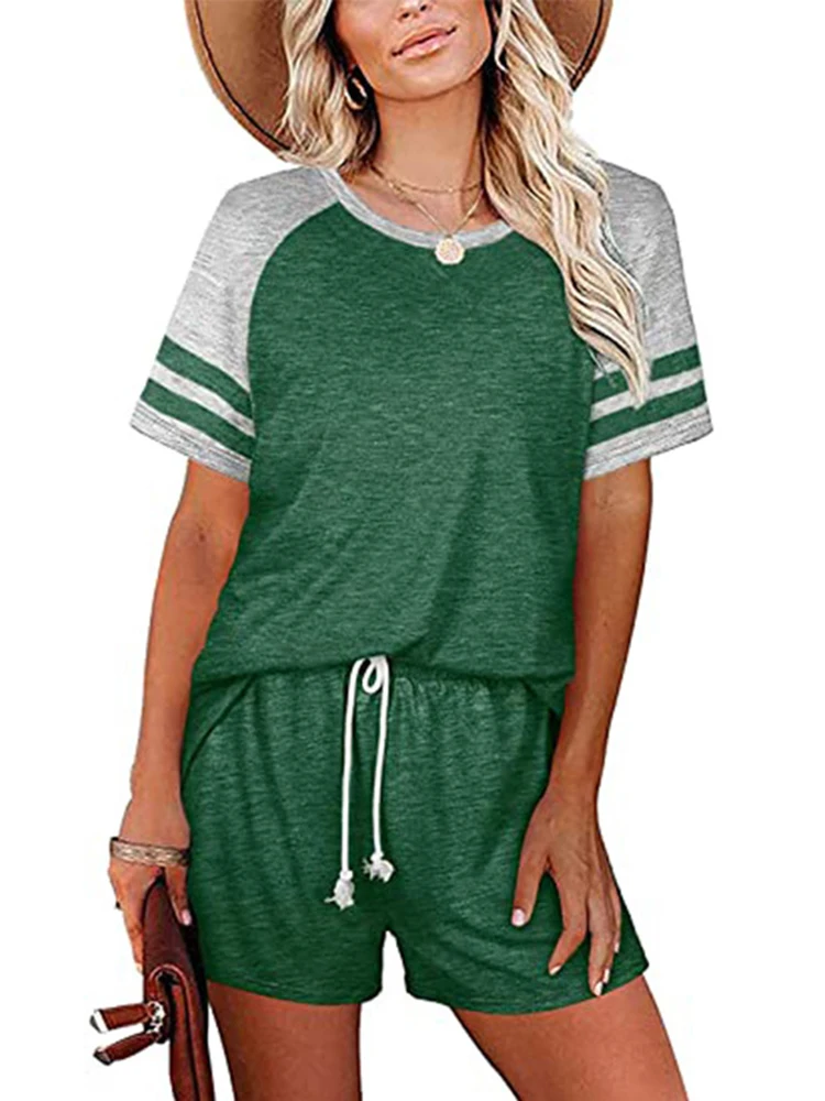 Syiwidii Loung Wear Women's Tracksuit Summer Suit 2 Pcs Short Sets Sleeve T Shirts and High Waist Casual Tops Pullover Shorts sweat suits women Women's Sets