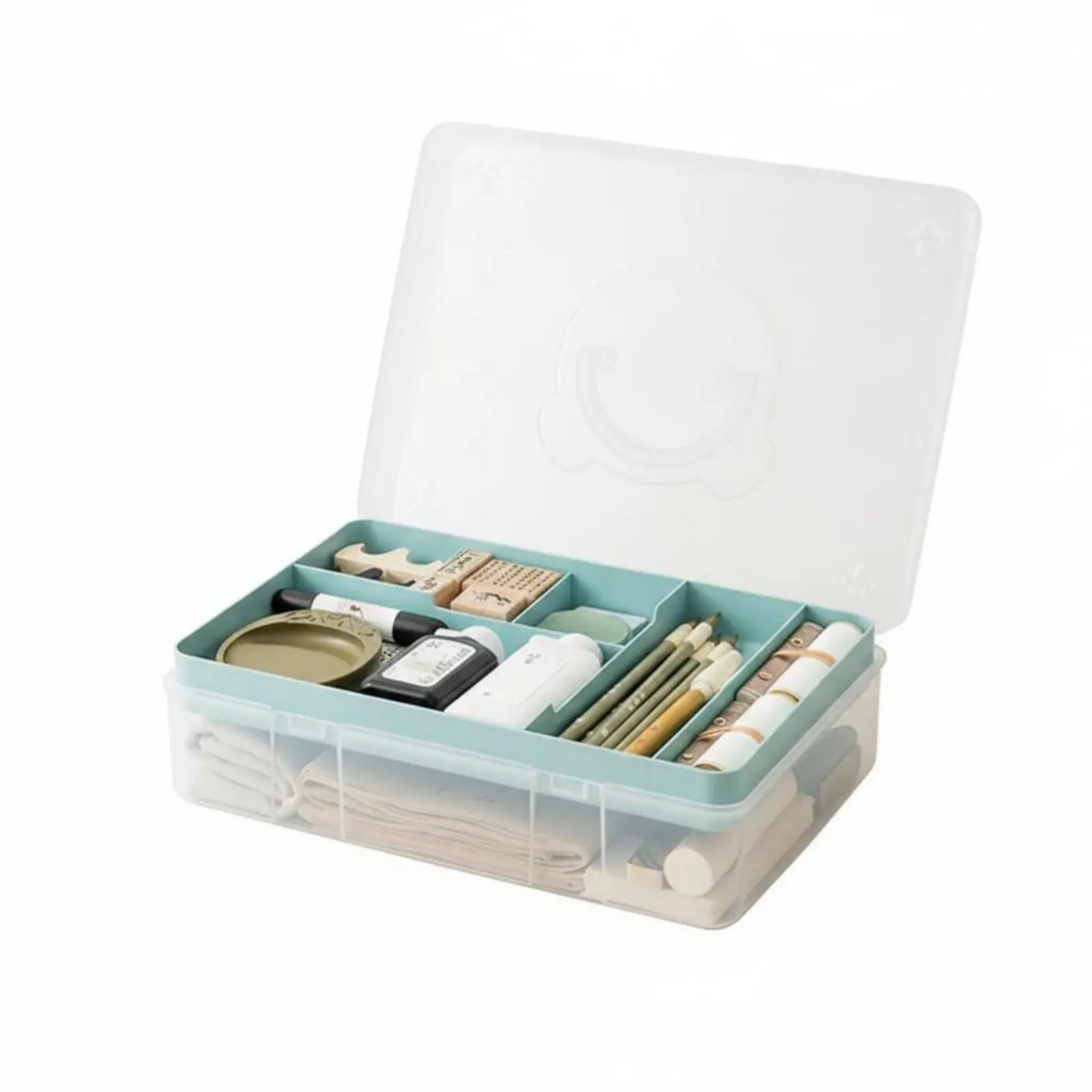 듀얼 레벨 캘리그래피 박스 더블티어 디자인 스탠드형 정리함 투명 프레임 캘리그래피스트를 위한 대용량