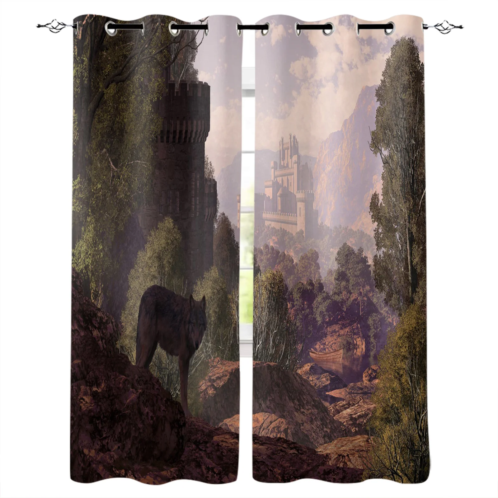 

Wolf Landscape Natural Trees Blackout Curtains Window Curtains For Bedroom Living Room Decor Window Treatments