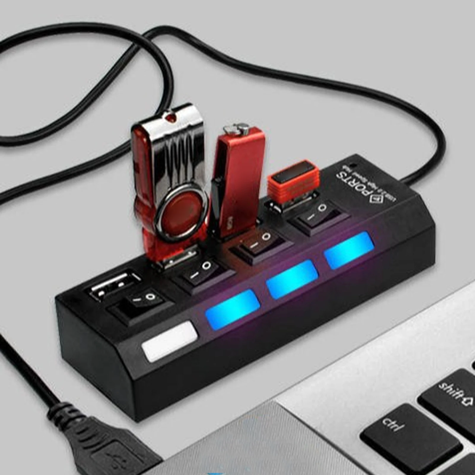 USB Hub 3.0 Hub USB 3 USB Multi USB Splitter Power Adapter 4/7 Port Multiple Expander with Switch for PC Accessories