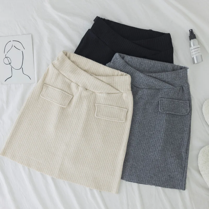 Spring and Autumn Pregnant Women Pencil Skirts Slim Hips Maternity Belly Skirts Low Waist Pregnancy A-Line Knitting Skirt