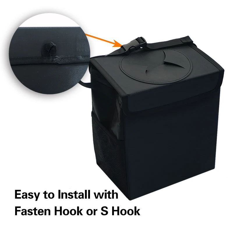 AUTO PLUS Portable Foldable Waterproof Car Trash Can Bin Car Garbage Dump For Trash Can Storage Storage Pockets Closeable