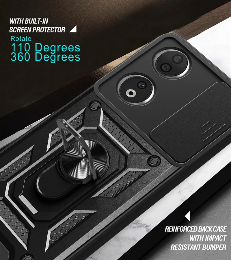 Shockproof Armor Magnetic Holder Ring Case with Lens Protection
