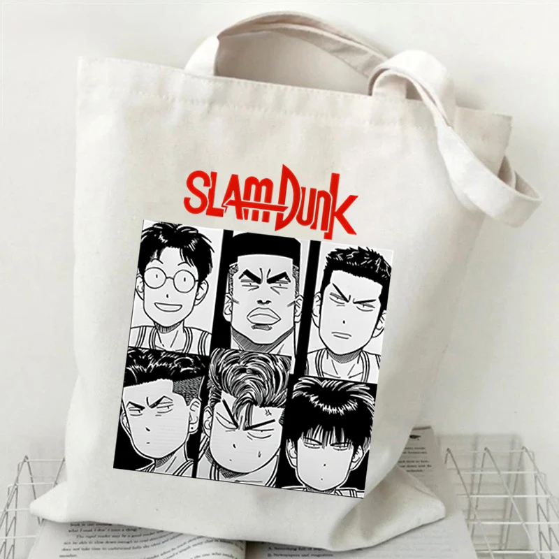 Women\'s SLAM DUNK Anime Beach Bag Y2k Aesthetic Shopping Bag Kawaii Backpack Cute Graceful Tote Bag Multifunction Cloth Bag