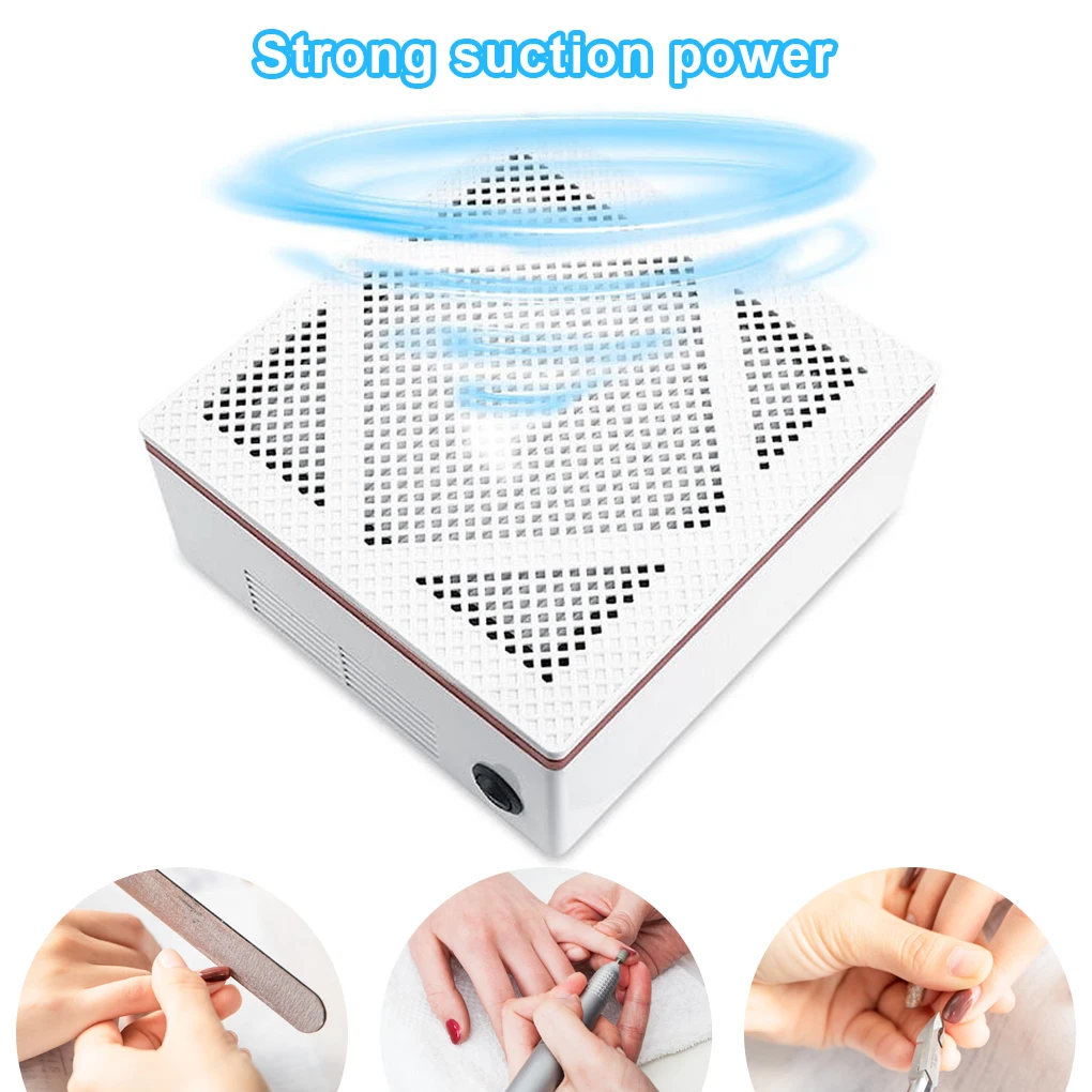 

60W Strong Suction Fan Nail Art Vacuum Machine with Filter ABS Dust Powder Remover Reusable Collection Bag Home Manicure