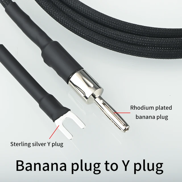 Sterling Silver HiFi Audio Line RCA To Banana Cable Ground Wire