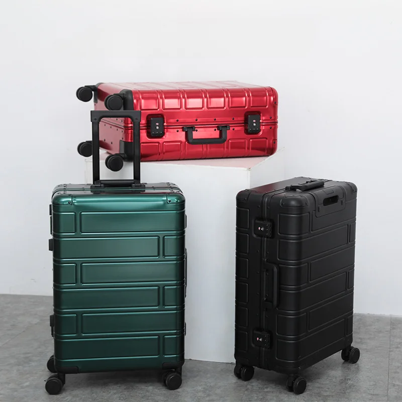 All aluminum rolling luggage TSA combination lock travel suitcase on wheels high-quality Men's Business trolley luggage bag