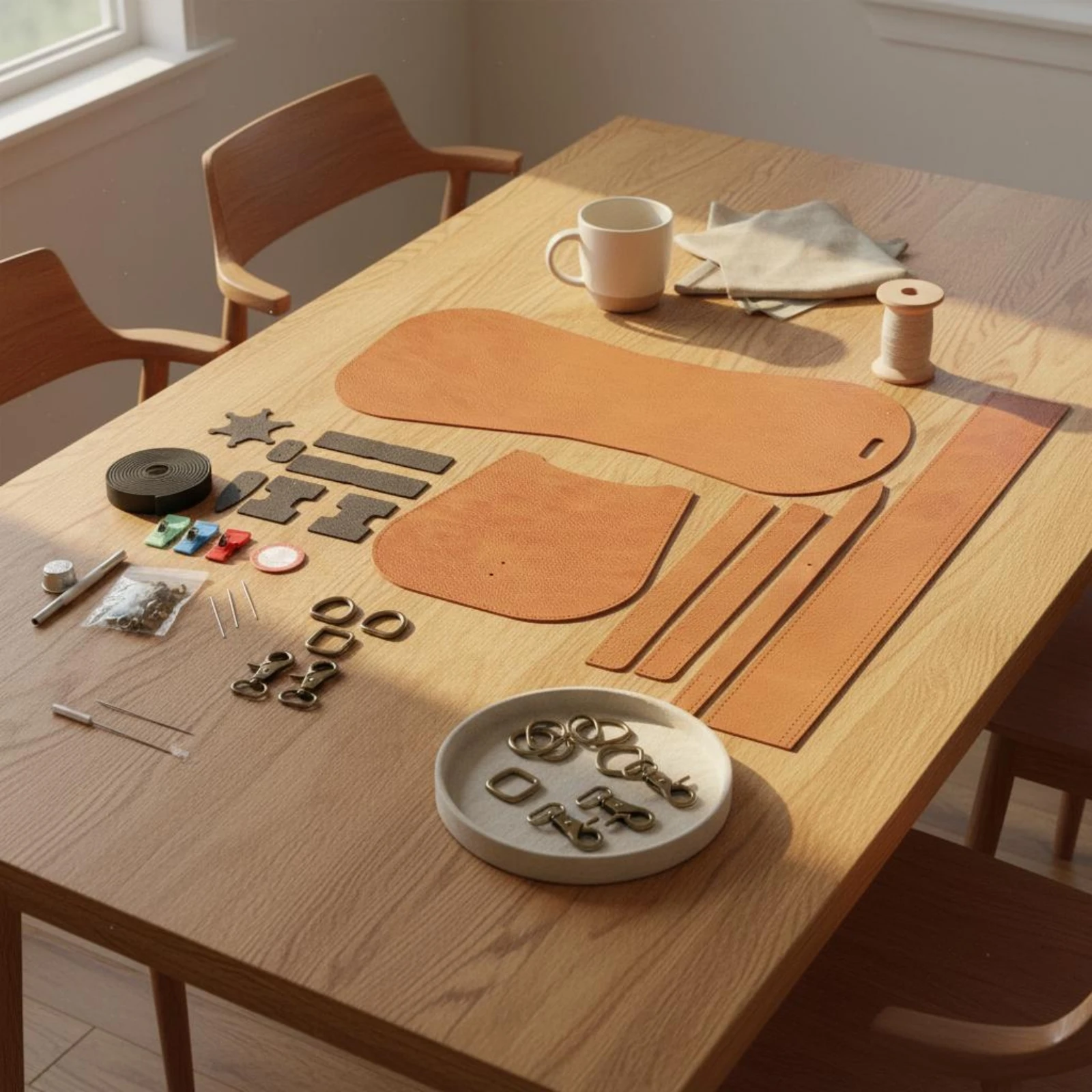 리벳 장식 크로스바디 백 세트 수제 펑크 디자인 숄더백 키트 DIY 핸드백 키트 초보자 친화적인 공예 키트