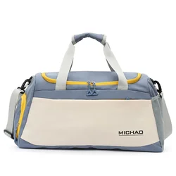 Spacious Waterproof Gym Bag with Wet/Dry Pocket and Shoe Compartment (Blue)