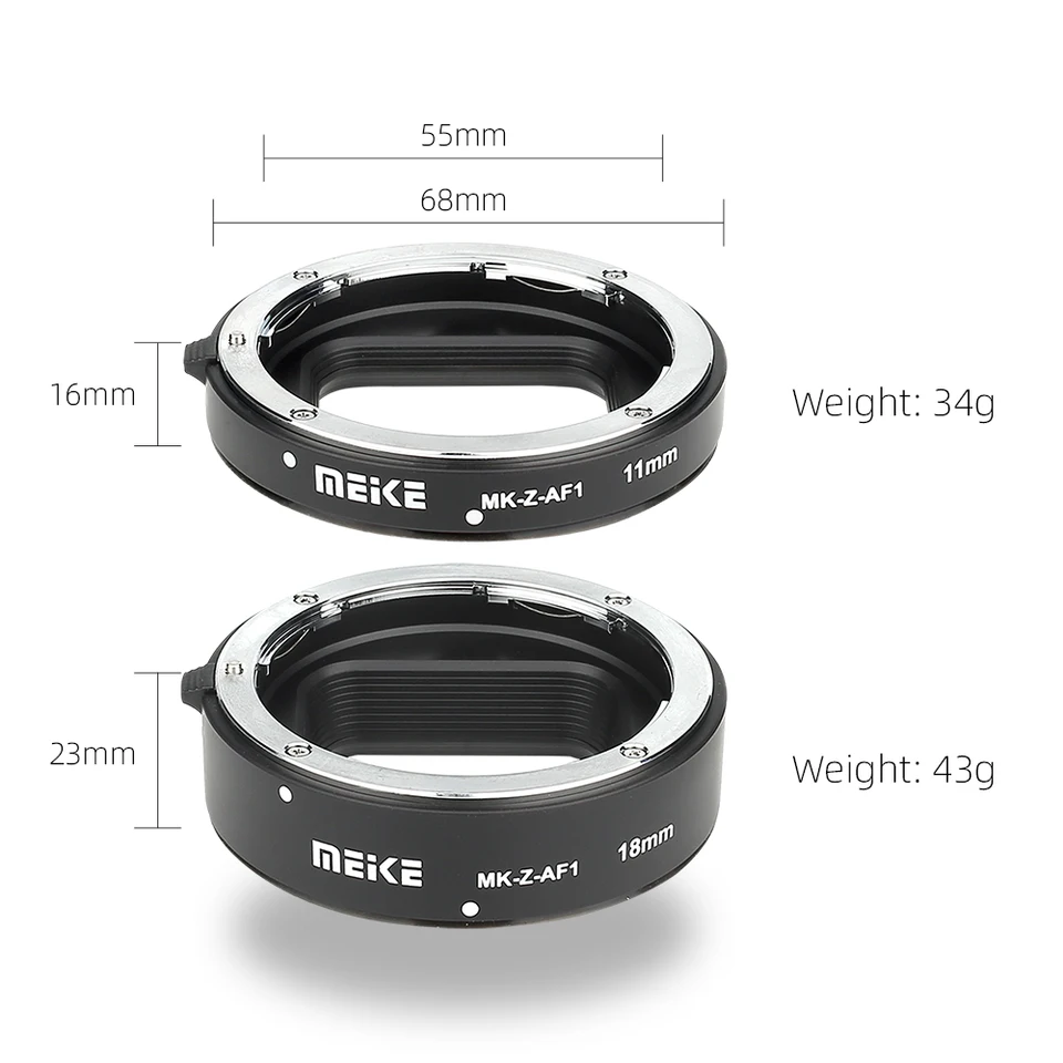 Meike MK-Z-AF1 AF Tube d'extension Macro baïonnette en métal solide 11mm 18mm pour Nikon Z9 Z50 Z30 Z fc Zfc Z7 Z6 Z5 Z6 II Z6II Z7 II Z7 Meike MK-Z-AF1 AF Tube d'extension Macro baïonnette en métal solide 11mm 18mm pour Nikon Z9 Z50 Z30 Z fc Zfc Z7 Z6 Z5 Z6 II Z6II Z7 II Z7