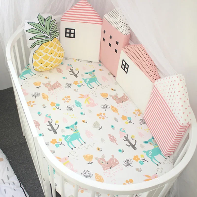 Cotton Baby Bumper Crib Protector Korean 4 Piece House Shape Cot Crib Fence Soft Anti-collision Detachable Washable Bed Surround crib bumper
