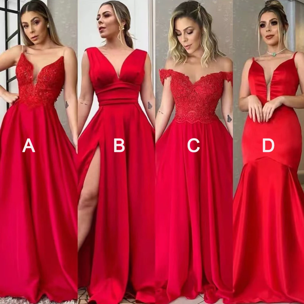 

SuperKimJo Red Prom Dresses 2022 Long Multiway Elegant Satin Cheap Prom Gown Robe De Soiree Femme 2023 Abendkleider