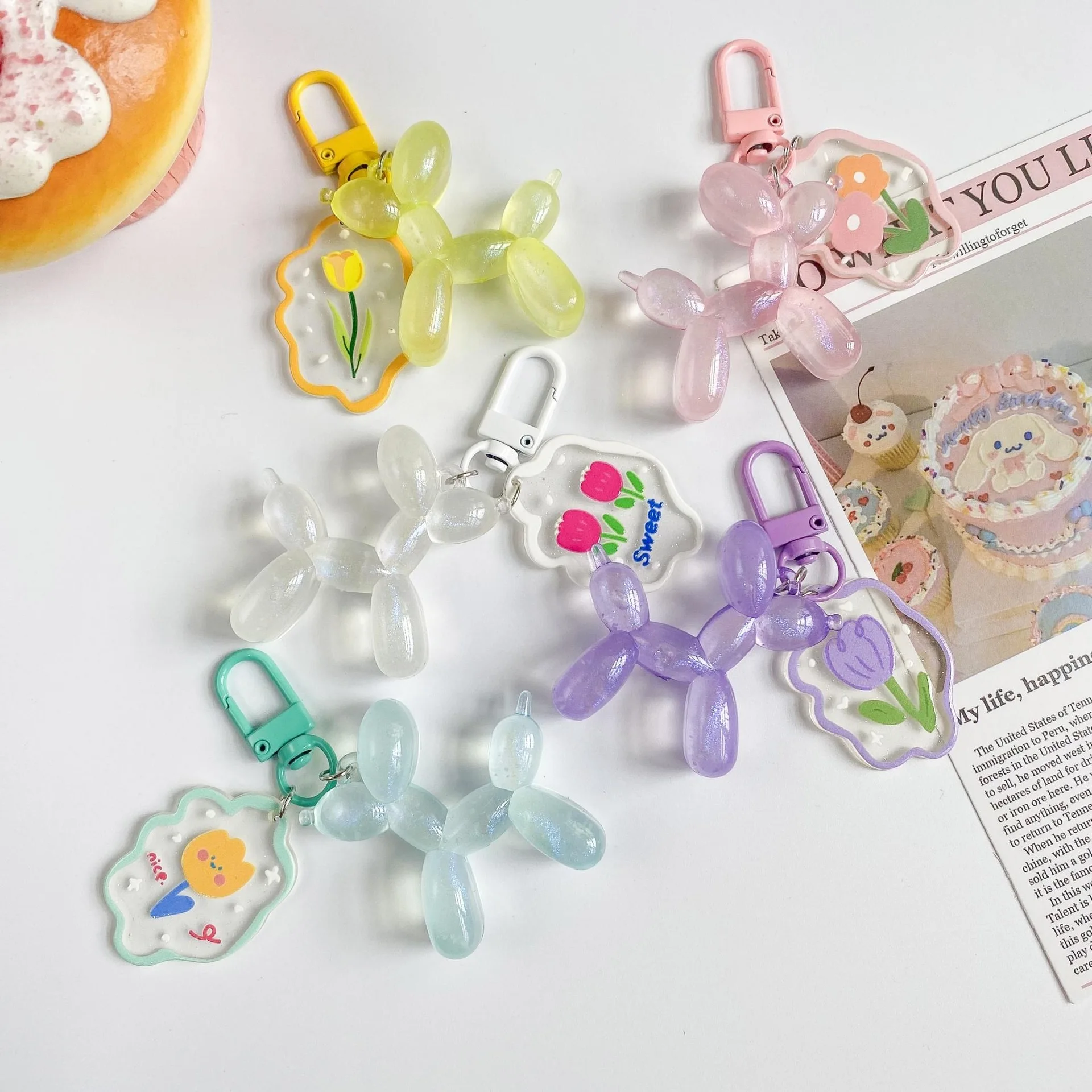 10PcsNew Arrival Luminous flower puppy Charms Resin Pendant for Bag Pendant Keychain Ornament Handmade Accessories Supplies