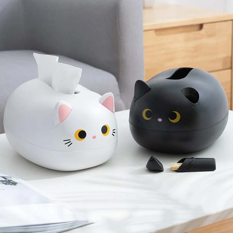 Tissue Box Toilet Paper Holder Kawaii Cat Kitchen Napkin Storage Wc Paper Container Desktop Nordic Style Home Decoration