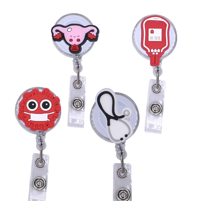 Cute Medical Pvc Badge Retractable Badge Reel Nurse Doctor Student  Exhibition ID Card Clips Badge Holder