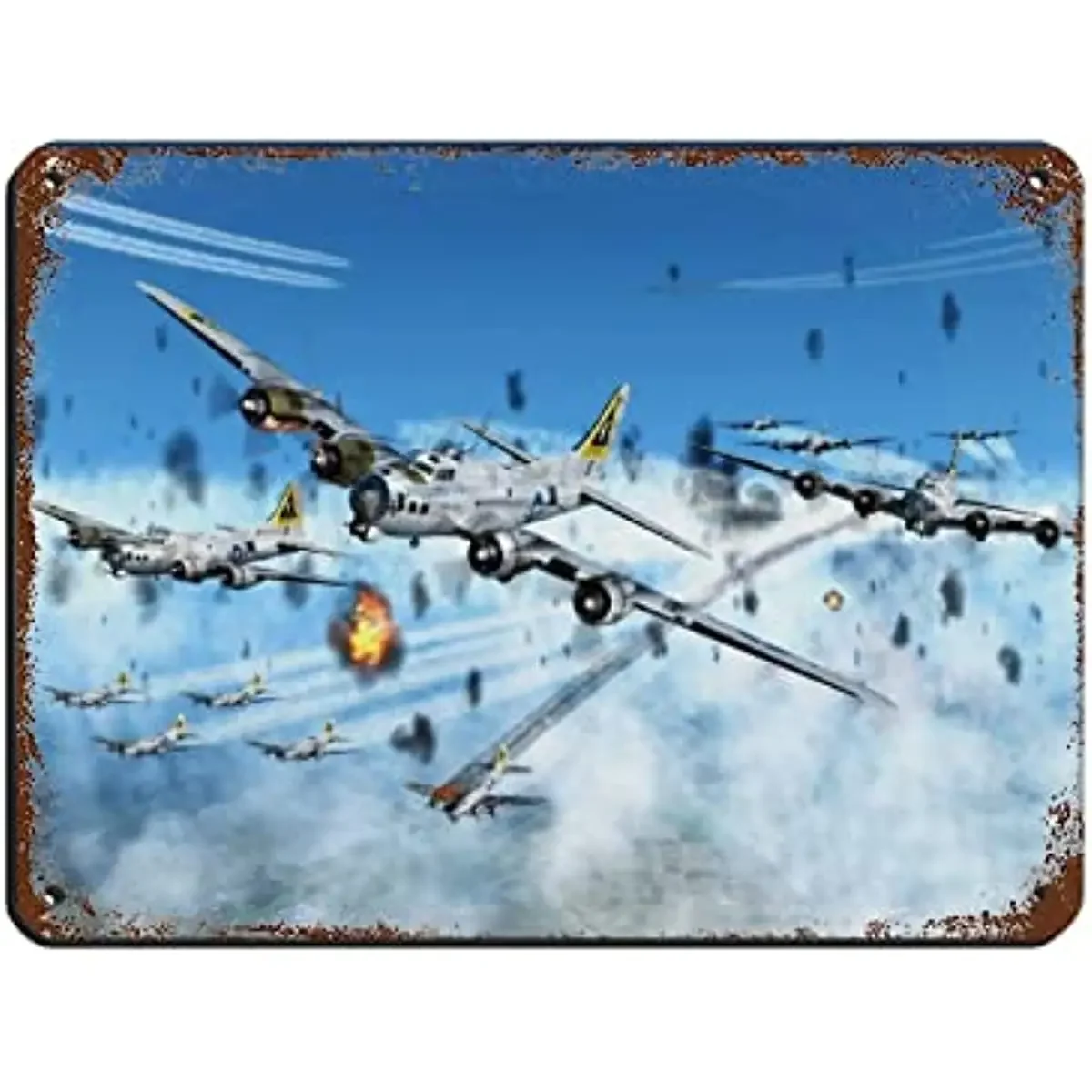 B-17 Flying Fortress Rust Tin Sign World War Ii Military Aircraft Metal Signs 2 Retro Poster Metal Tin Sign