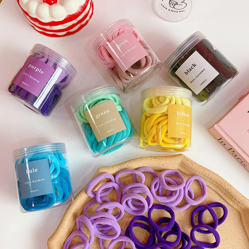 50pcs/lot Wholesale Girl's Candy Color Hair Tie With Box Kids S Ice Cream  Color Hairbands Cute Gum Lady's Cute Accessories - Hair Ties - AliExpress