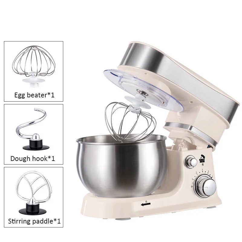 3-IN-1 Electric Stand Mixer 6-Speed with Pulse Button Dough Hook Beater Whisk for Home Cooks Food Beater 220V EU Plug