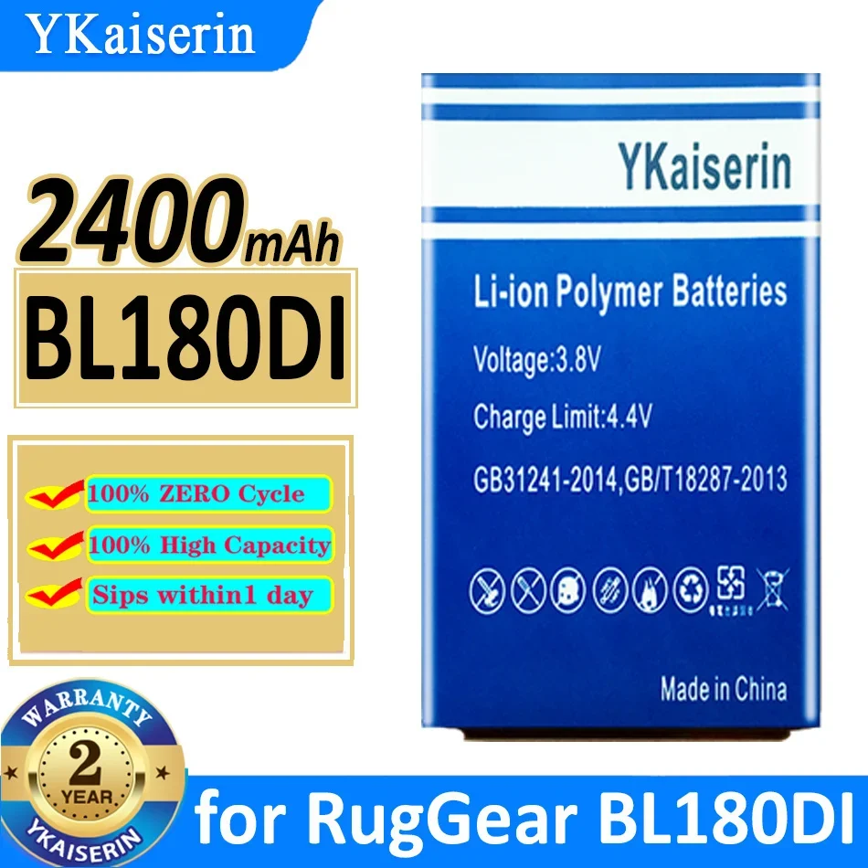 

YKaiserin 2400mAh Replacement Battery for RugGear BL180DI Moile Phone Batterie Bateria Warranty 2 Years + Free Tools