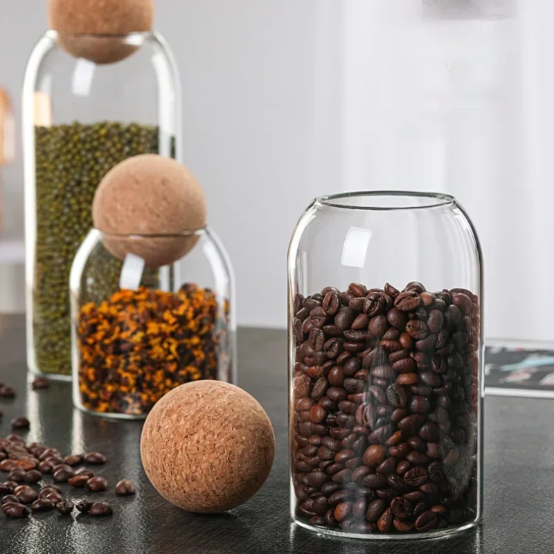 

Bottle Glass Bottles Jars Box Spice Coffee Storage Display Lid Bean Set Christmas Gift With Sealed Organizer Rack