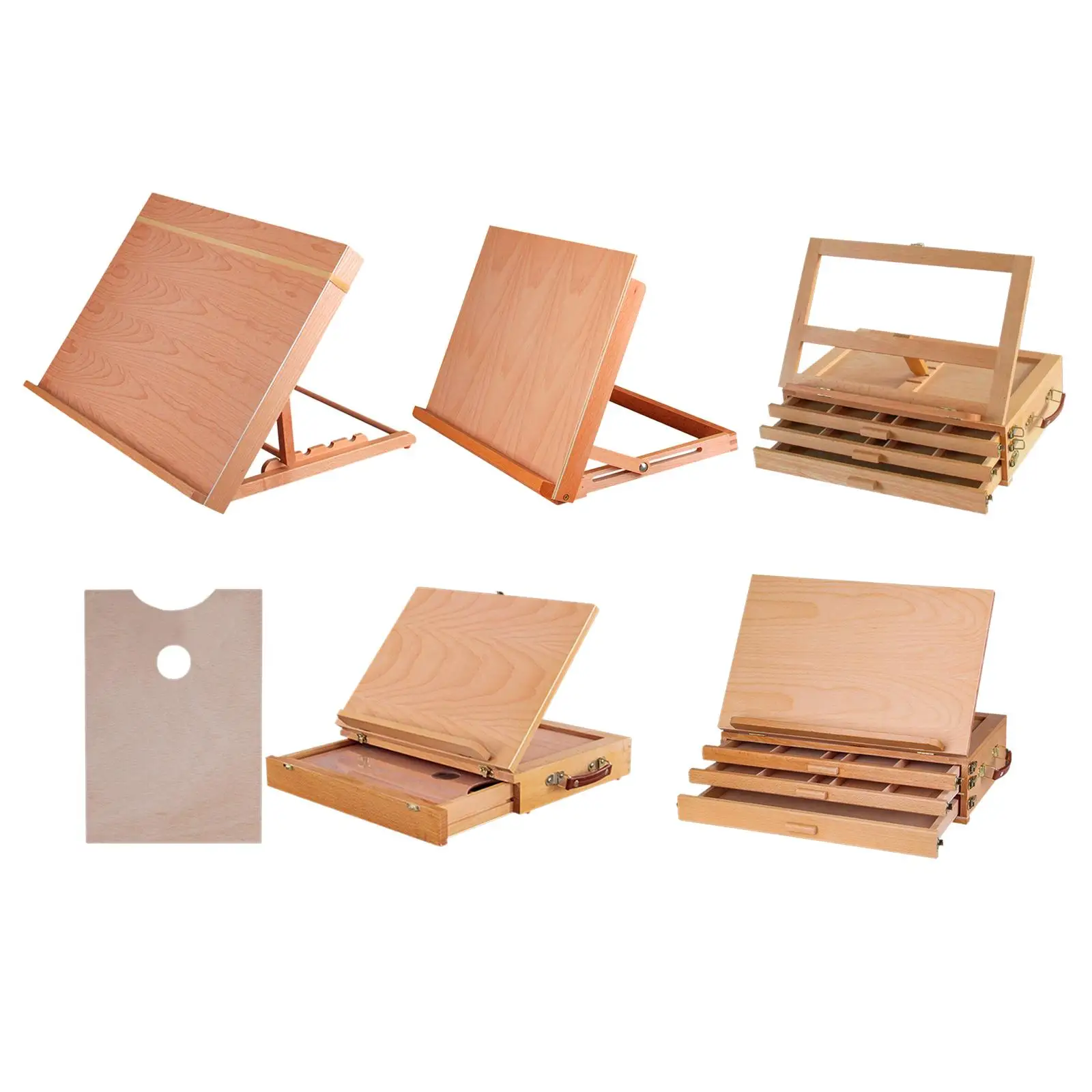 AdjustableWoodenStorageDrawerBoxEaselPremiumBeechwoodPortable
