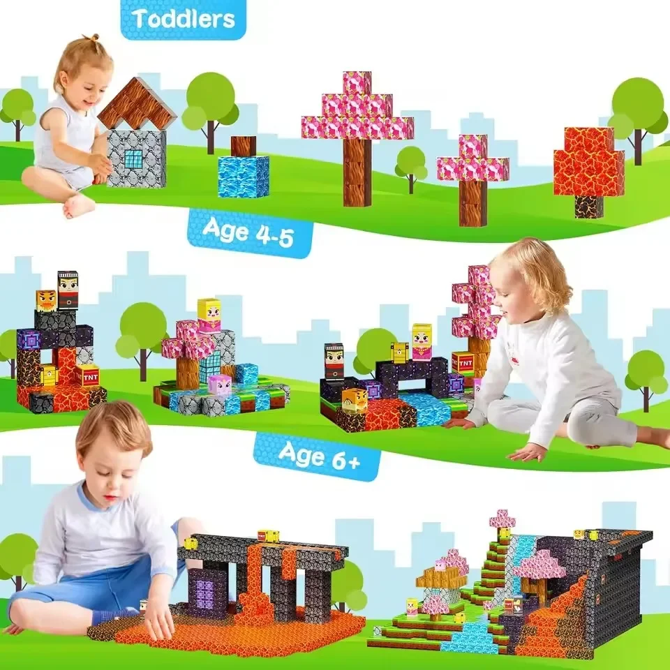 Magnetic Building Blocks Mine World Magnet Cube Set STEM