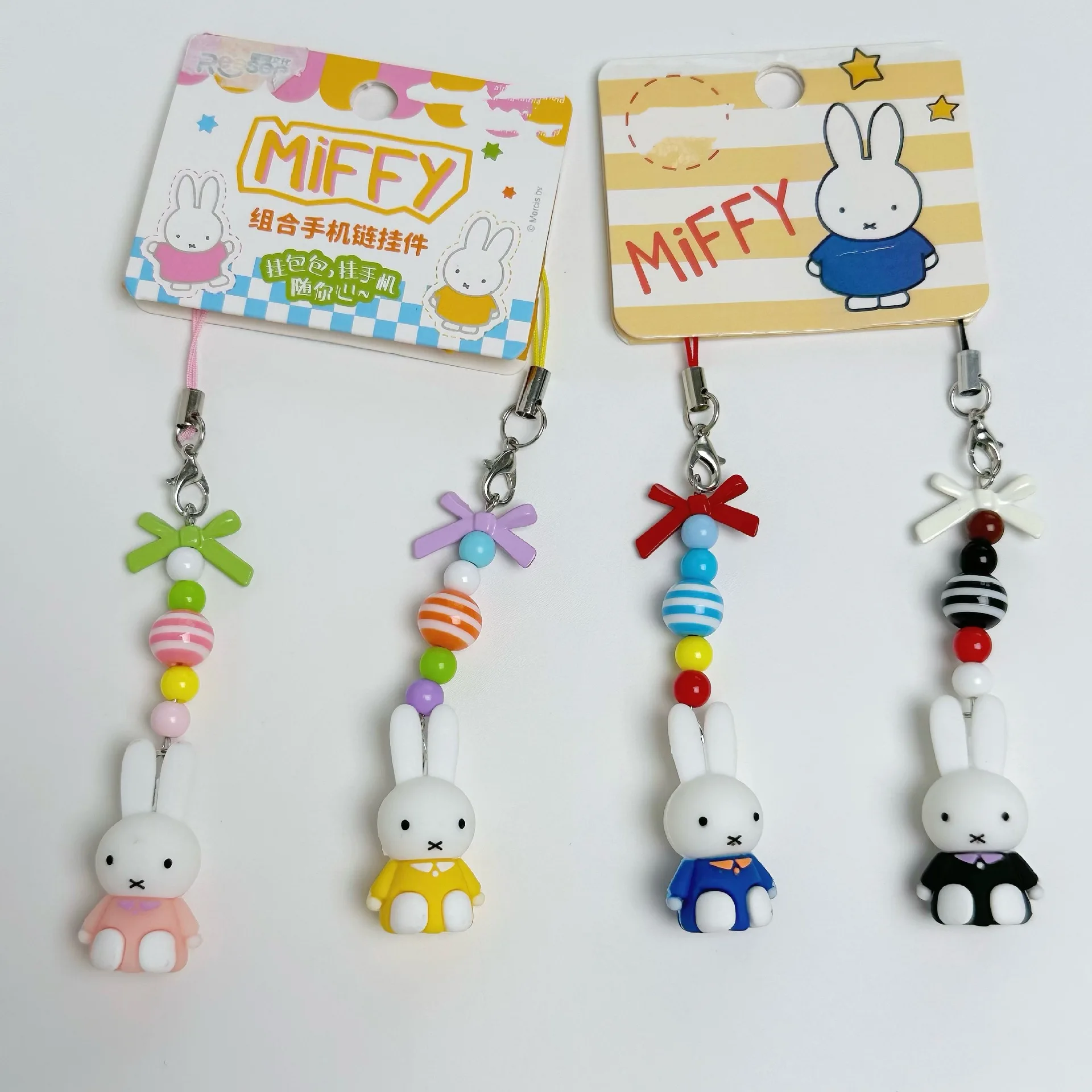 Miffy Handykette Hochwertige Anime-Cartoon-Schleife Niedliche Puppe Hasen-Puppe Kreativer Paar-Schulranzen-Schlüsselanhänger Anhänger – Detail 1