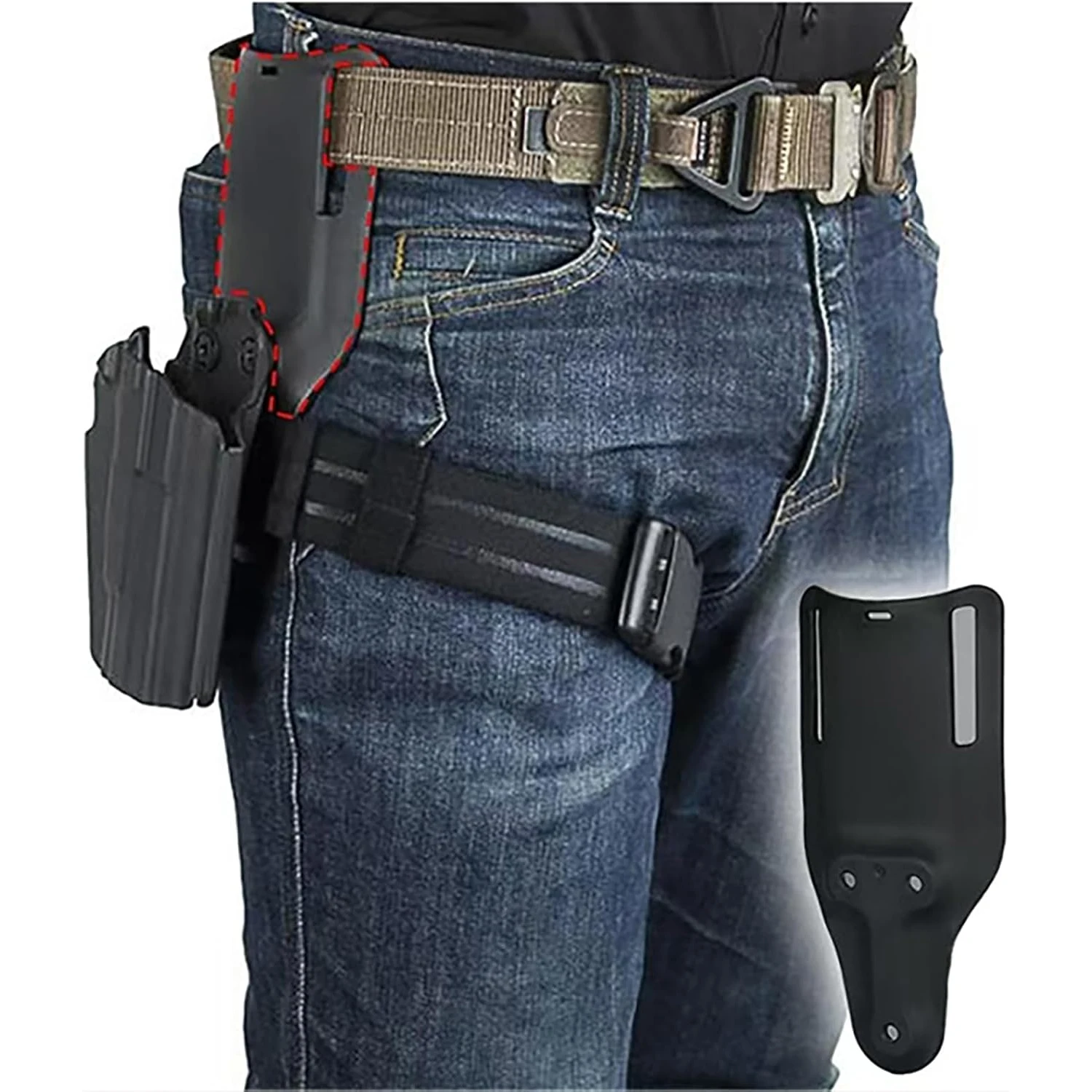 Universal Duty Holster Belt Loop Adapter with 2 Slot and 3-Hole Pattern