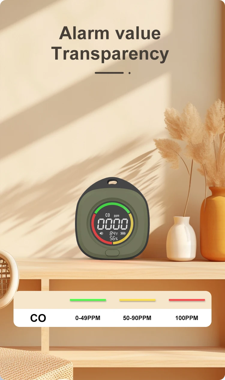 K5 3-in-1 Portable Carbon Monoxide Detector CO Air Quality Portable Monitor HD L