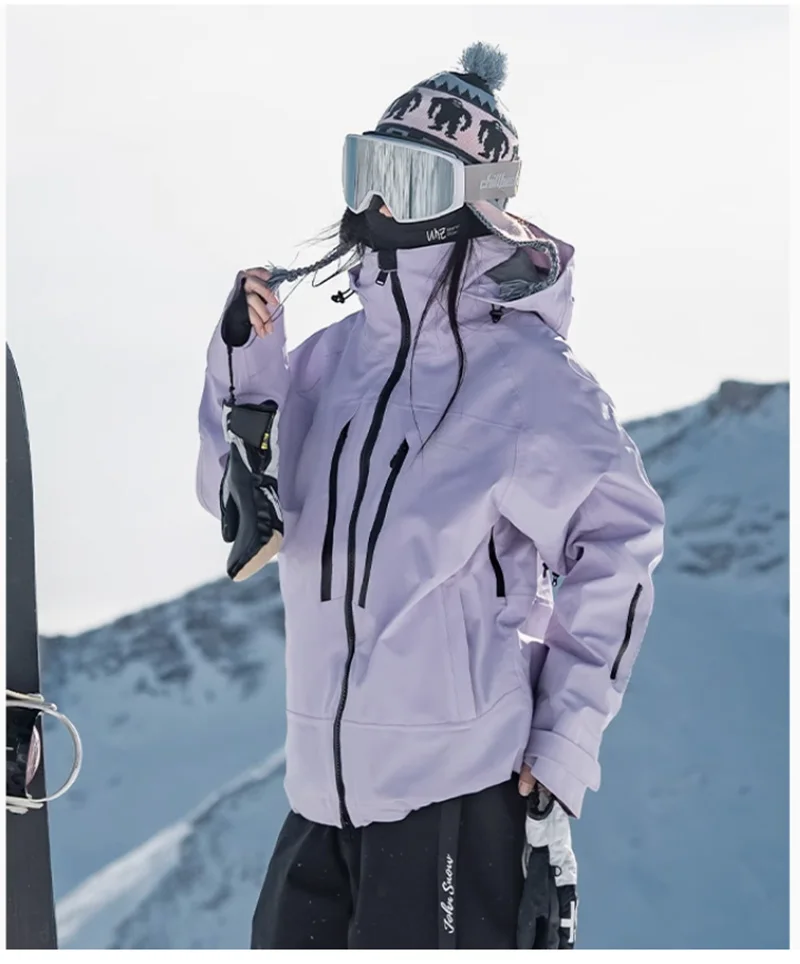 John Snow Men and Women's Winter Waterproof Warm Ski Jacket Professional Breathable Mountaineering Jacket Outdoor Snow Coat