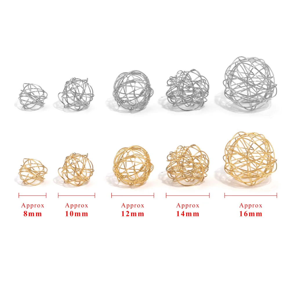 18K Gold Plated Stainless Steel Handmade DIY Jewelry Accessories Stainless Steel Wire Ball Pendant Wholesale 2