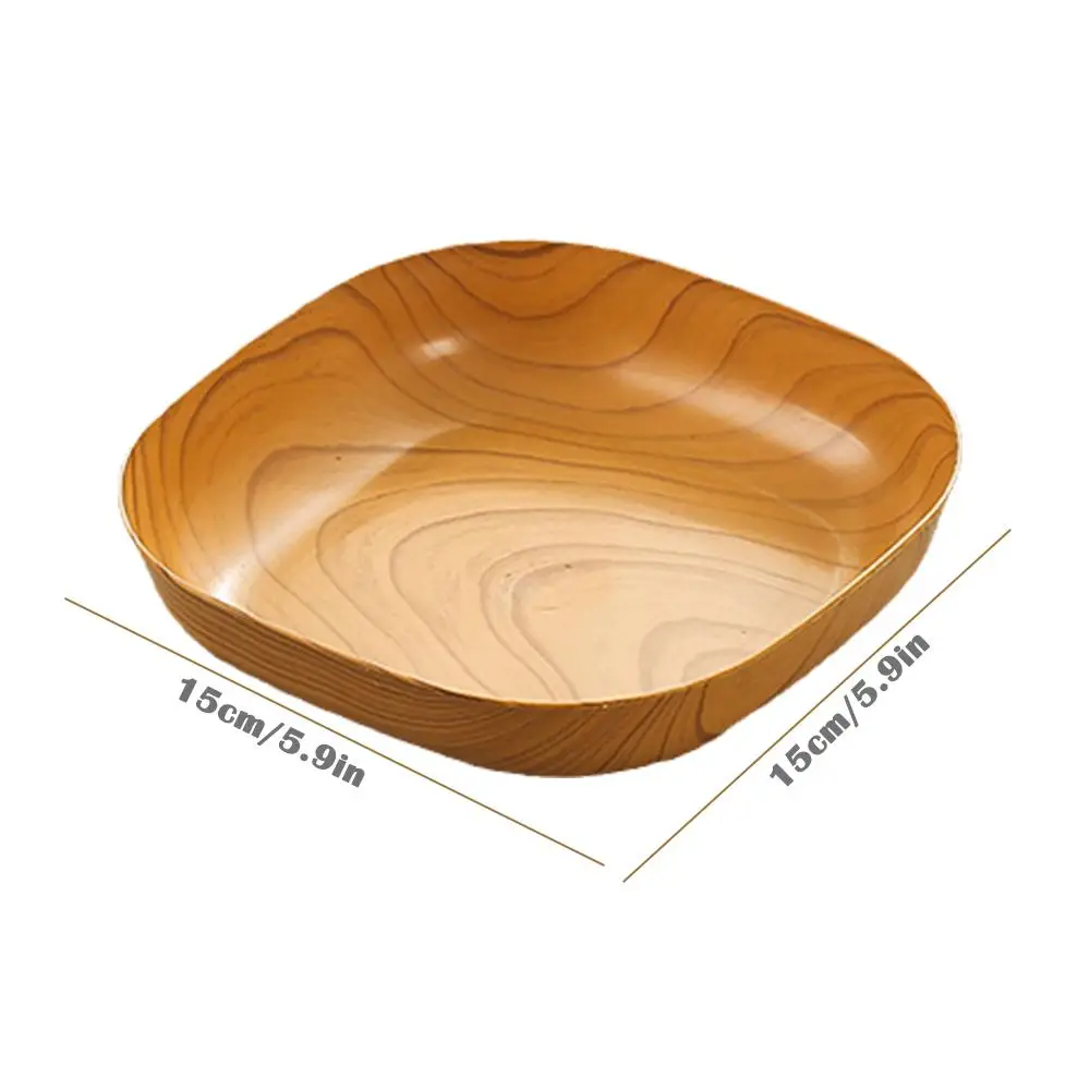 14cm Japanese Tableware Fake Wooden Plate Beech Oval Tray Plastic Mini Fruit Cake Snack Plates Bread Cake Container Snack Dishes dining dish