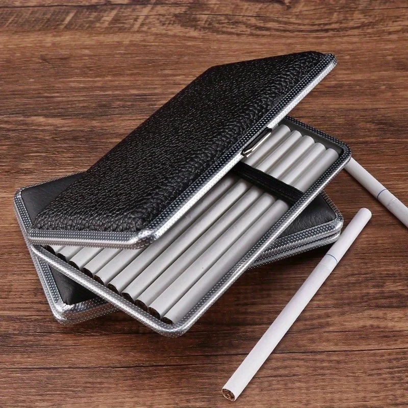 1pc Leather Cigarette Case, Portable Moisture-proof Rectangular Cigarette Case, Ideal for Gifts