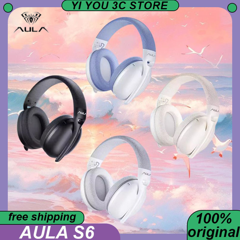 AULA S6 Gaming Headphone Wireless Bluetooth Wired Head-mounted Headsets with Mic Custom Lightweight Desktop Laptop Computer