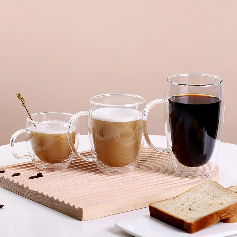 80650mlHeatResistantDoubleWallTeaGlassCupBeerCoffeeHandmade