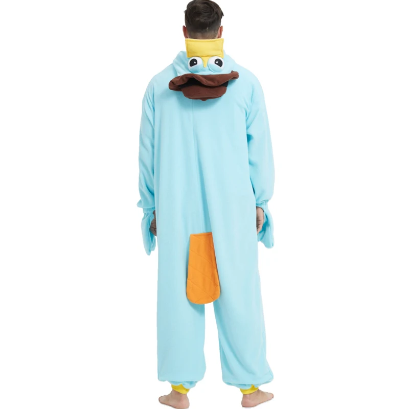 Platypus adult unisex animal cosplay game costume kigurumi man one piece pajama halloween christmas party hooded cartoon pajamas