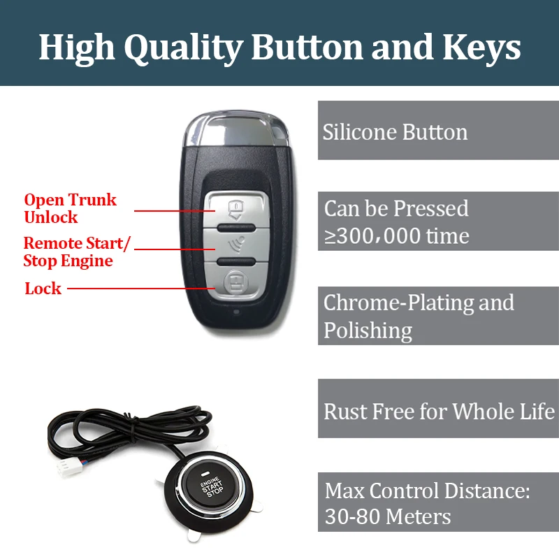 Car Alarm Remote Control PKE Car Keyless Entry Engine Start Alarm System Push Button Remote Starter Stop Auto