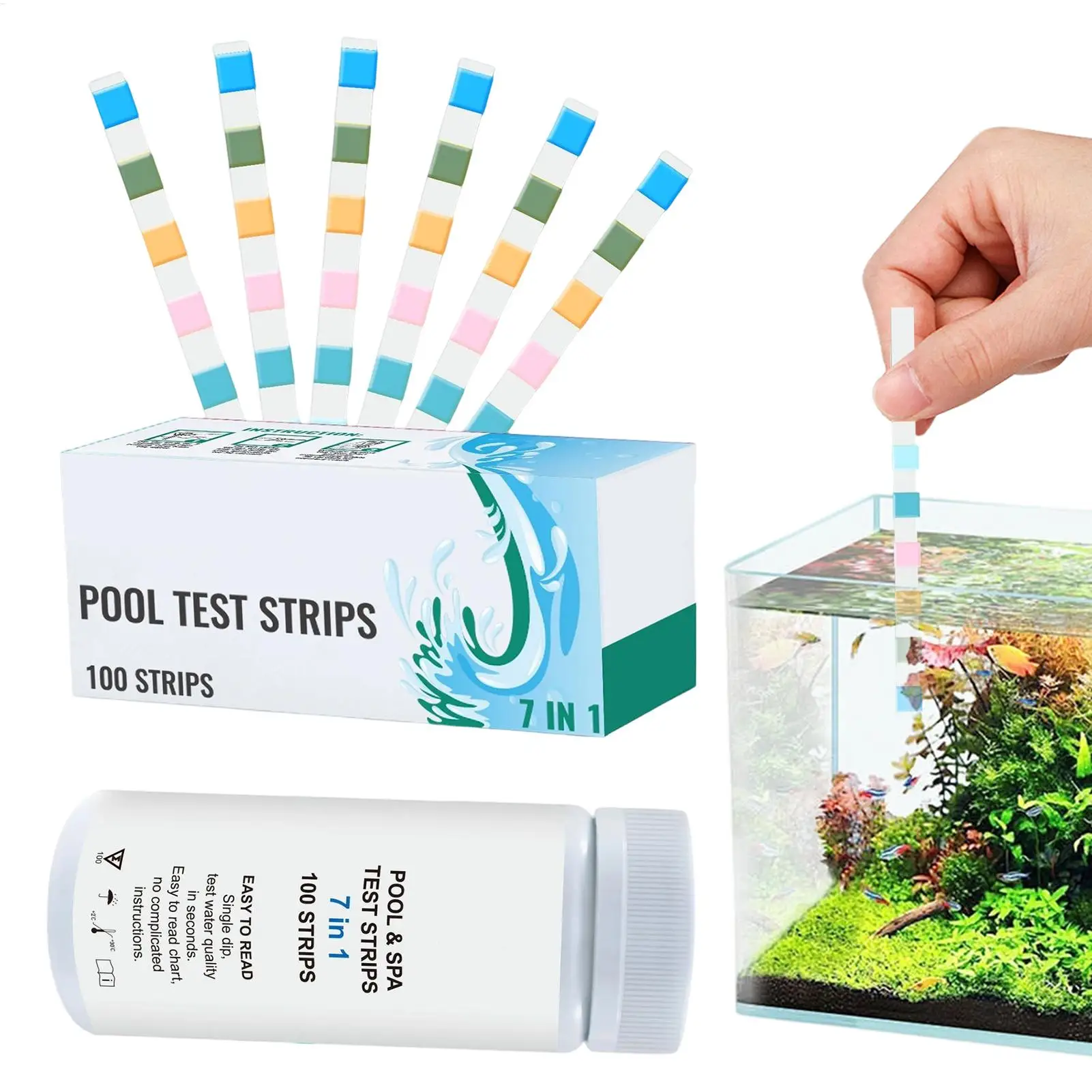 100 Pcs Pool Testing Strips Hot Tub Water Ph Test Strips SPA Swimming Pool Water Tester Paper for Backyard Pool