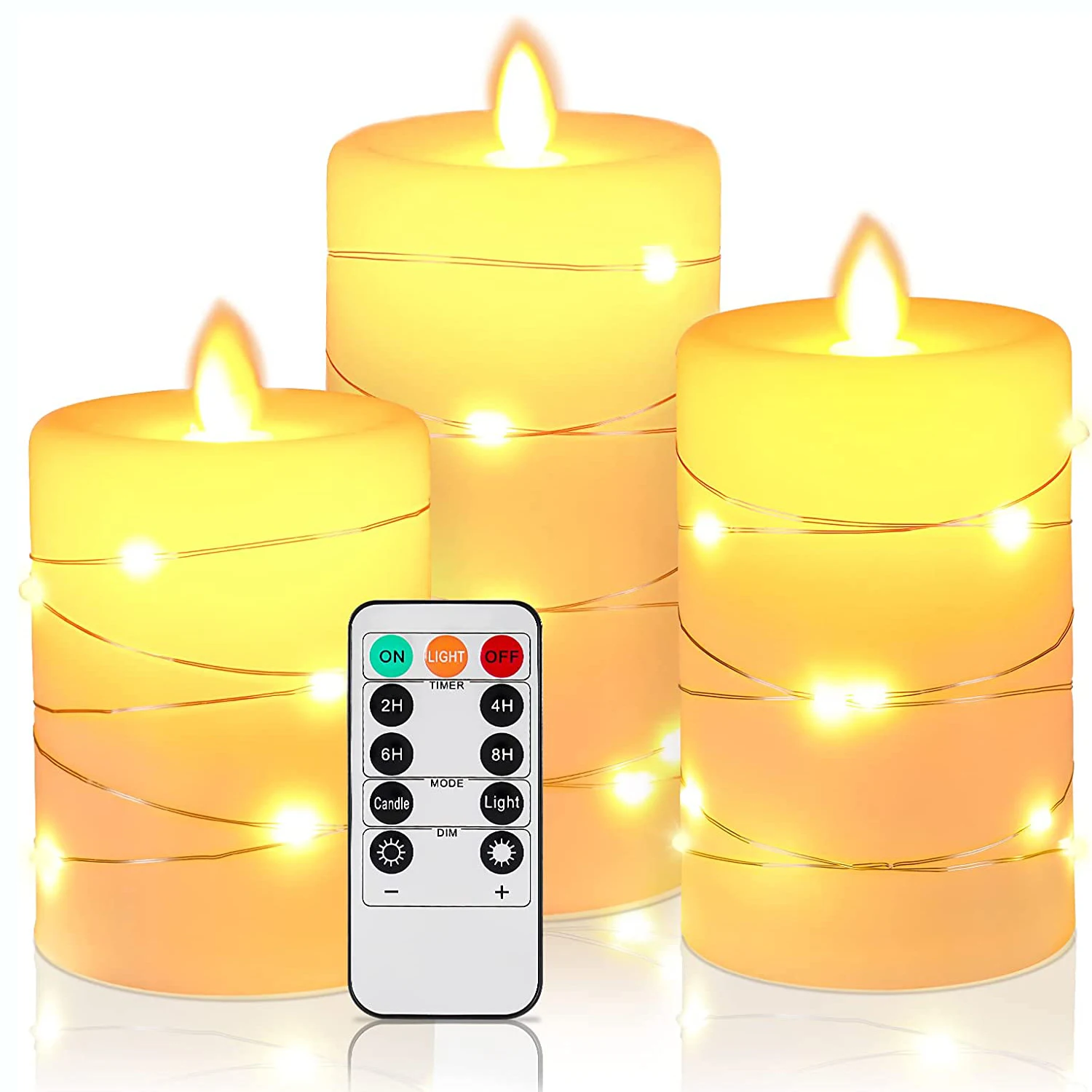 Led Candle, Builtin Wreath, 3 Led Candles, 10 Key Remote Control, 24