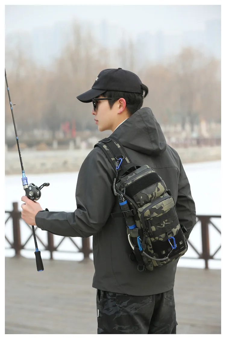 Description Picture 3 of itemFishing Lure Chest Bag Multifunctional Tackle Camo Tactical Single Shoulder Crossbody Backpack Equipment Fishing Gear Pole Bags